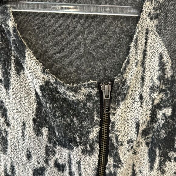 CHASER Teardrop gray white textured zip sweater moto jacket large - Picture 4 of 9